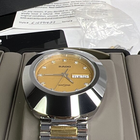 RADO Diaster Original Two Tone Day Date Quartz Unisex Watch Box Papers R12391633 - Picture 5 of 13